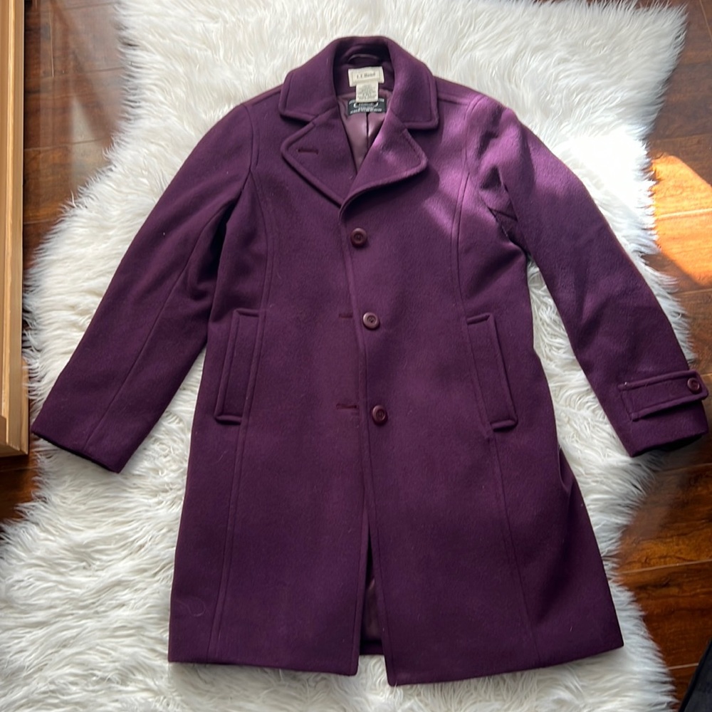 L.L. Bean Purple Pea Coat 100% WOOL!!